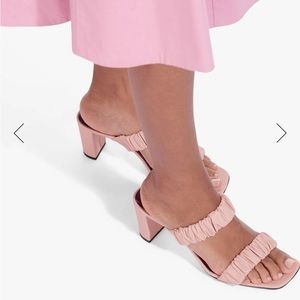 STAUD Pale Pink Frankie Ruched Heeled Sandal